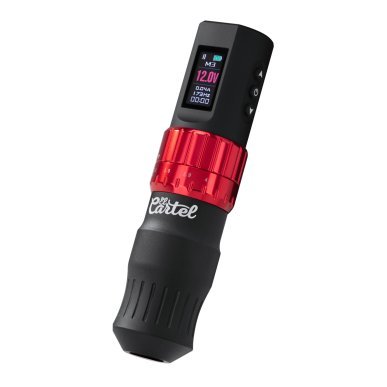 Tattoo machine EL CARTEL VISPA rood-zwart voor professioneel tatoeëren met soepele controle en comfortabele grip