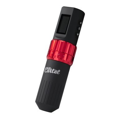 Tattoo machine EL CARTEL VISPA rood-zwart voor professioneel tatoeëren met soepele controle en comfortabele grip
