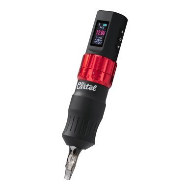 Tattoo machine EL CARTEL VISPA rood-zwart voor professioneel tatoeëren met soepele controle en comfortabele grip