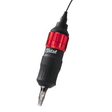 Tattoo machine EL CARTEL VISPA rood-zwart voor professioneel tatoeëren met soepele controle en comfortabele grip