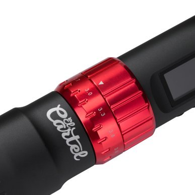 Tattoo machine EL CARTEL VISPA rood-zwart voor professioneel tatoeëren met soepele controle en comfortabele grip