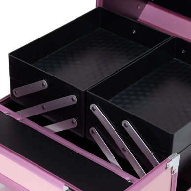 Cosmetische koffer model 40 roze voor stylisten, mobiele beautyprofessionals en overzichtelijke opslag van cosmetica en tools