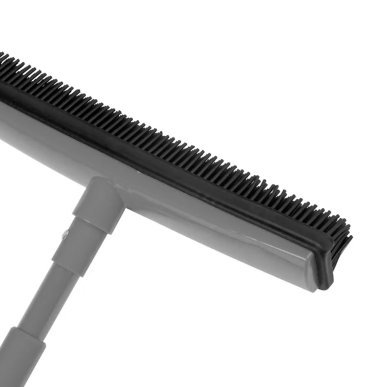 Rubberen kappersbezem met telescopische steel grijs voor kapsalons, haar, stof en kleine resten, professioneel salononderhoud