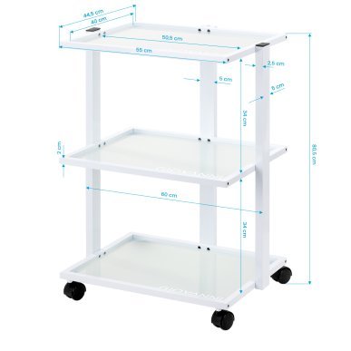 Cosmetische trolley Giovanni E40 met drie planken voor beauty salons, cosmetica, accessoires en kleine apparaten