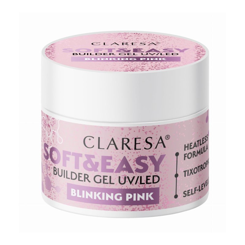 Builder gel Claresa Soft&Easy Blinking Pink 90 g voor nagelverlenging, versteviging en professionele nagelmodellering Builder gel Claresa Soft&Easy Blinking Pink 90 g voor nagelverlenging, versteviging en professionele nagelmodellering