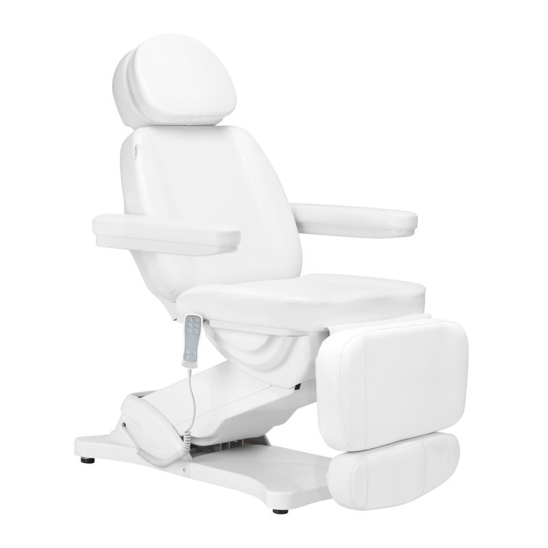 Elektrische cosmetische stoel Sillon Classic 3 motoren met verwarming wit voor professioneel salon- en massagegebruik