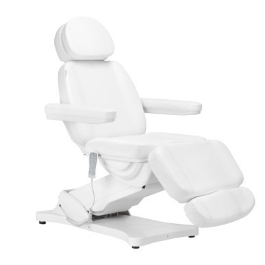 Elektrische cosmetische stoel Sillon Classic 3 motoren met verwarming wit voor professioneel salon- en massagegebruik