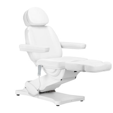 Elektrische cosmetische stoel Sillon Classic 3 motoren met verwarming wit voor professioneel salon- en massagegebruik