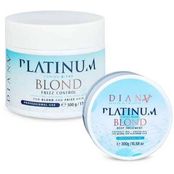 Btx Platinum - Herstel-, Diepvoedende, Anti-Frizz Thermische Haarbehandeling voor Blond Haar, Anti-Geel set 500ml + 300ml