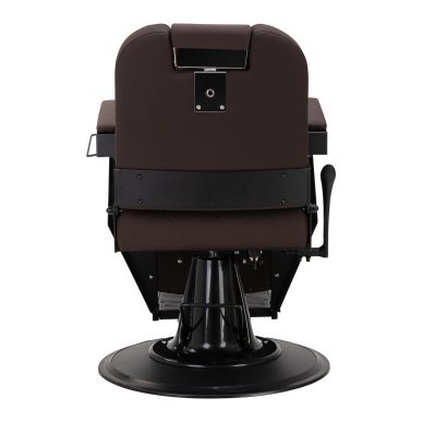 Professionele barberstoel Gabbiano Bruno bruin met zwart frame voor knippen, scheren en baardverzorging in de barbershop