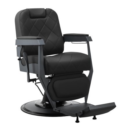 Professionele barberstoel Gabbiano Bruno zwart met grafiet frame voor knippen, scheren en baardverzorging in de barbershop