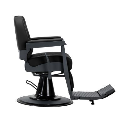 Professionele barberstoel Gabbiano Bruno zwart met grafiet frame voor knippen, scheren en baardverzorging in de barbershop
