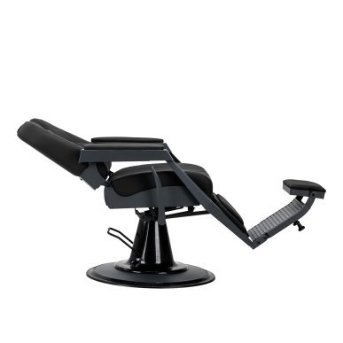 Professionele barberstoel Gabbiano Bruno zwart met grafiet frame voor knippen, scheren en baardverzorging in de barbershop