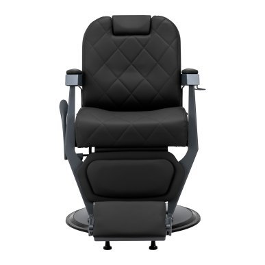 Professionele barberstoel Gabbiano Bruno zwart met grafiet frame voor knippen, scheren en baardverzorging in de barbershop