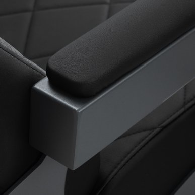 Professionele barberstoel Gabbiano Bruno zwart met grafiet frame voor knippen, scheren en baardverzorging in de barbershop