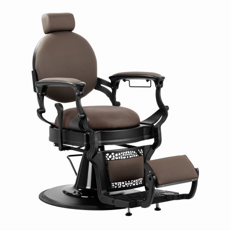 Professionele barberstoel Gabbiano Niccolo bruin zonder knopen voor knippen, scheren en comfortabele baardverzorging
