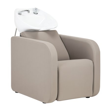 Kapperswasunit Gabbiano Sylvia beige met keramische waskom en mengkraan voor wassen, kleuren en verzorging in salon