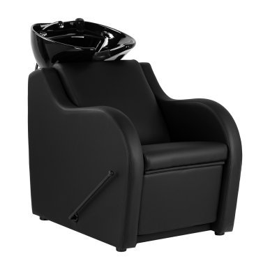 Kapperswasunit Gabbiano Carmen zwart met keramische waskom en mengkraan voor wassen, kleuren en verzorging in salon