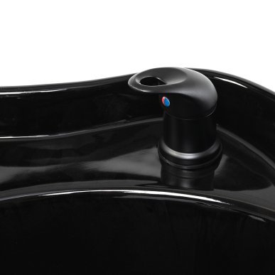Kapperswasunit Gabbiano Carmen zwart met keramische waskom en mengkraan voor wassen, kleuren en verzorging in salon