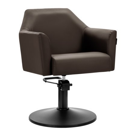 Professionele kappersstoel Gabbiano Davos bruin met hydraulische lift en draaifunctie voor knippen, styling en kleuring