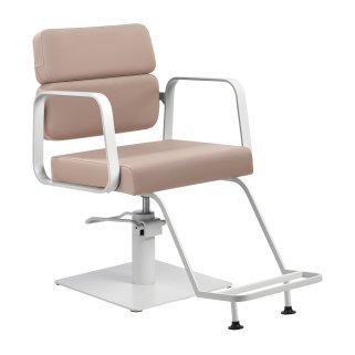Kappersstoel Gabbiano Porto wit-beige voor professioneel knippen, stylen, kleuren en comfortabel dagelijks salonwerk