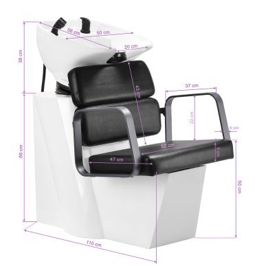 Professionele kapperswasunit Gabbiano Porto grijs-zwart voor wassen, kleuren en verzorgende salonbehandelingen