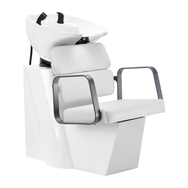 Professionele kapperswasunit Gabbiano Porto grijs-wit met comfortabele waskom voor wassen, kleuren en salonbehandelingen