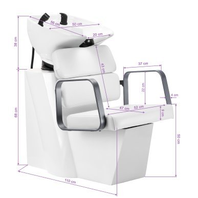 Professionele kapperswasunit Gabbiano Porto grijs-wit met comfortabele waskom voor wassen, kleuren en salonbehandelingen