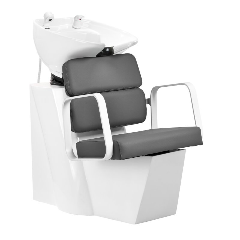 Professionele kapperswasunit Gabbiano Porto wit-grijs voor comfortabel wassen, kleuren en verzorgende salonbehandelingen Professionele kapperswasunit Gabbiano Porto wit-grijs voor comfortabel wassen, kleuren en verzorgende salonbehandelingen