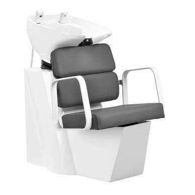 Professionele kapperswasunit Gabbiano Porto wit-grijs voor comfortabel wassen, kleuren en verzorgende salonbehandelingen