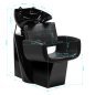 Kapperswasunit Gabbiano Mataro zwart met keramische waskom en mengkraan voor wassen, kleuren en verzorging in salon Kapperswasunit Gabbiano Mataro zwart met keramische waskom en mengkraan voor wassen, kleuren en verzorging in salon