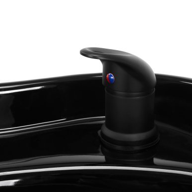 Kapperswasunit Gabbiano Sewilla zwart met keramische waskom en mengkraan voor wassen, kleuren en verzorging in salon