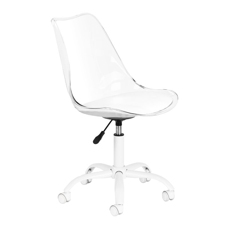 Cosmetische stoel Ghost transparant-wit met verstelbare hoogte voor schoonheidssalon, manicure, make-up en gezichtsverzorging Cosmetische stoel Ghost transparant-wit met verstelbare hoogte voor schoonheidssalon, manicure, make-up en gezichtsverzorging