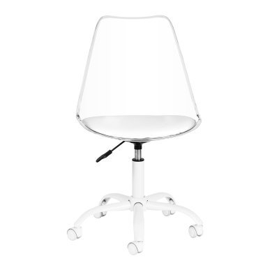 Cosmetische stoel Ghost transparant-wit met verstelbare hoogte voor schoonheidssalon, manicure, make-up en gezichtsverzorging