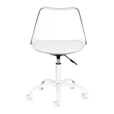 Cosmetische stoel Ghost transparant-wit met verstelbare hoogte voor schoonheidssalon, manicure, make-up en gezichtsverzorging