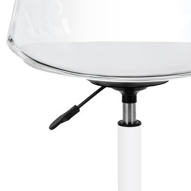 Cosmetische stoel Ghost transparant-wit met verstelbare hoogte voor schoonheidssalon, manicure, make-up en gezichtsverzorging