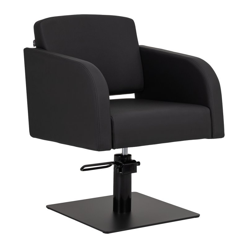 Professionele kappersstoel Gabbiano Elda zwart met hydraulische hoogteverstelling voor knippen, kleuren en stylen in de salon Professionele kappersstoel Gabbiano Elda zwart met hydraulische hoogteverstelling voor knippen, kleuren en stylen in de salon