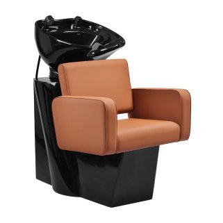 Professionele kapperswasunit Gabbiano Bilbao bruin met ergonomische wasbak voor haarwassen, verzorging en Head Spa