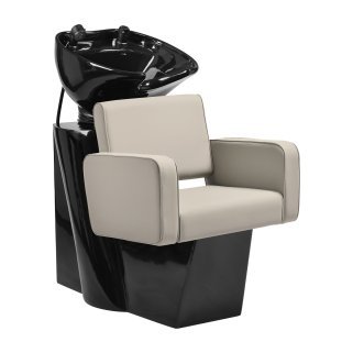 Professionele kapperswasunit Gabbiano Bilbao grijs-beige voor kapsalon en Head Spa met comfortabele haarwaszone