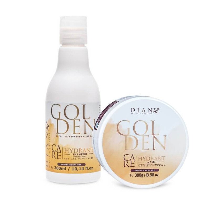 Haartherapie Golden Care set shampoo 300ml + haarmasker 300g voor Btox nazorg, glans, hydratatie en mooi glad haar