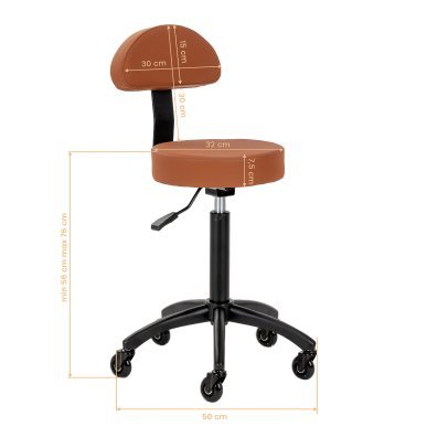 Kapperskruk Gabbiano D026 bruin met verstelbare zithoogte en rugleuning voor professioneel salon- en praktijkgebruik