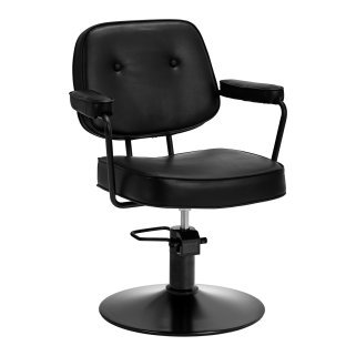 Professionele kappersstoel Hair System Tru zwart voor knippen, kleuren en stylen in kapsalon, met hydraulische hoogteverstelling