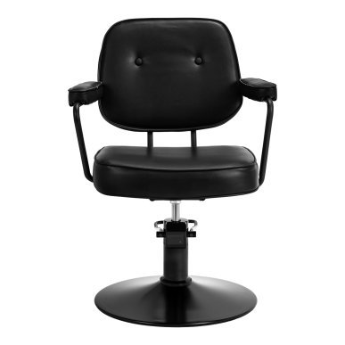 Professionele kappersstoel Hair System Tru zwart voor knippen, kleuren en stylen in kapsalon, met hydraulische hoogteverstelling
