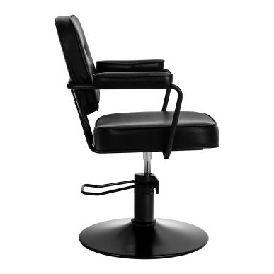 Professionele kappersstoel Hair System Tru zwart voor knippen, kleuren en stylen in kapsalon, met hydraulische hoogteverstelling