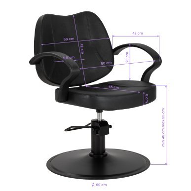 Professionele kappersstoel Hair System S20 zwart met hydraulische hoogteverstelling voor knippen, kleuren en stylen