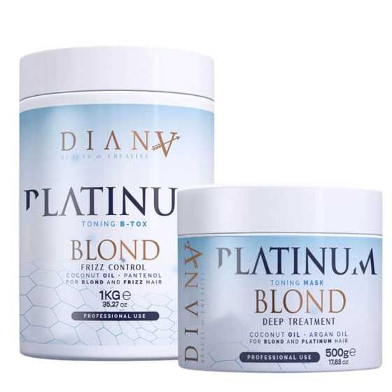 Btx Platinum - Herstel-, Diepvoedende, Anti-Frizz Thermische Haarbehandeling voor Blond Haar, Anti-Geel set 1000ml + 500ml
