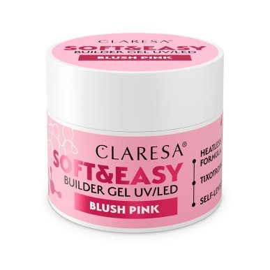 Builder gel Claresa Soft&Easy Blush Pink 90 g voor versteviging, verlenging en professionele nagelstyling in de salon