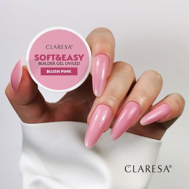 Builder gel Claresa Soft&Easy Blush Pink 90 g voor versteviging, verlenging en professionele nagelstyling in de salon