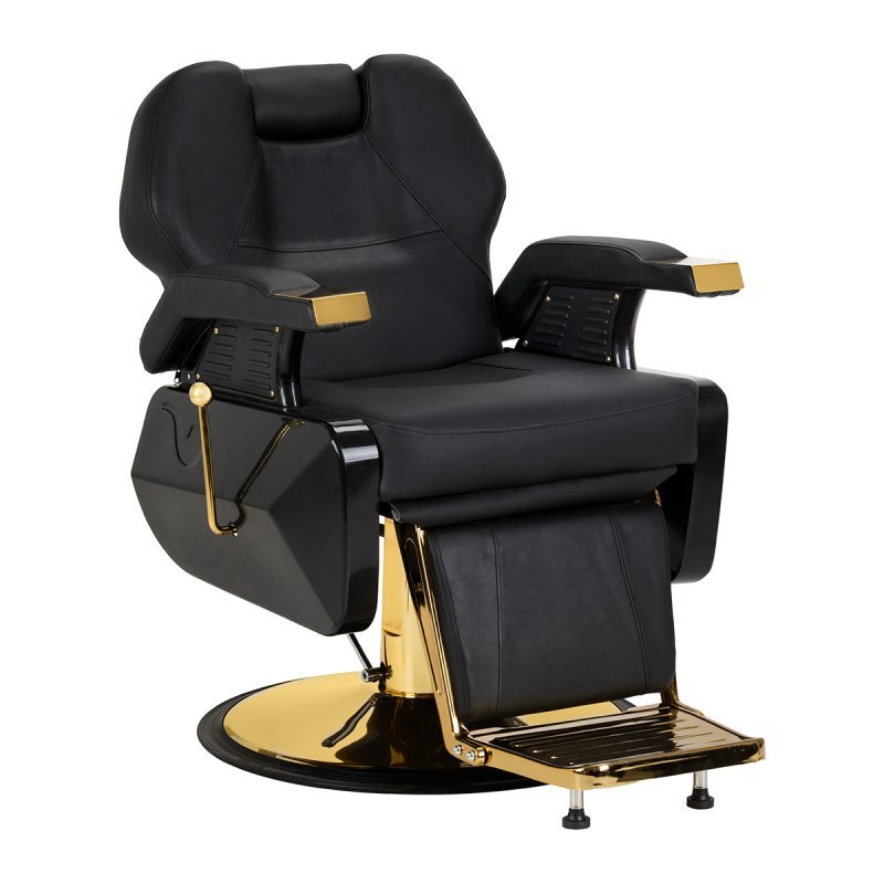 Professionele barberstoel Hair System New York zwart en goud voor scheren, baardverzorging en professionele salons Professionele barberstoel Hair System New York zwart en goud voor scheren, baardverzorging en professionele salons