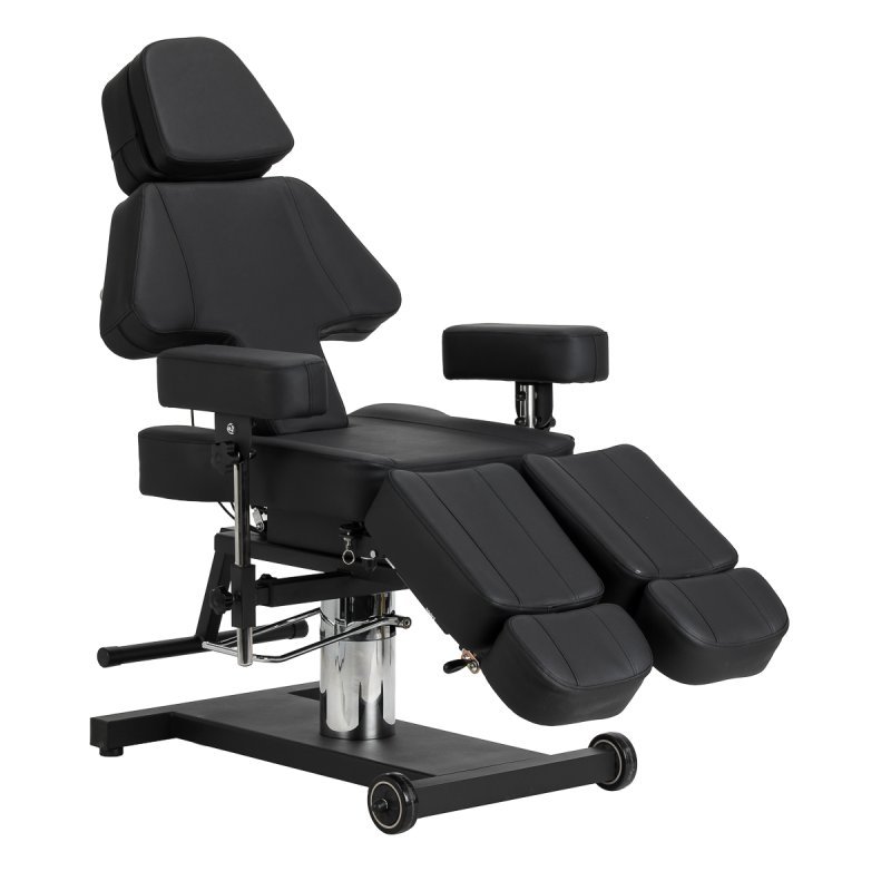 Professionele tattoo stoel Pro Ink 605 met soepele verstelling zwart voor tattoo en permanente make-up in salon en praktijk
